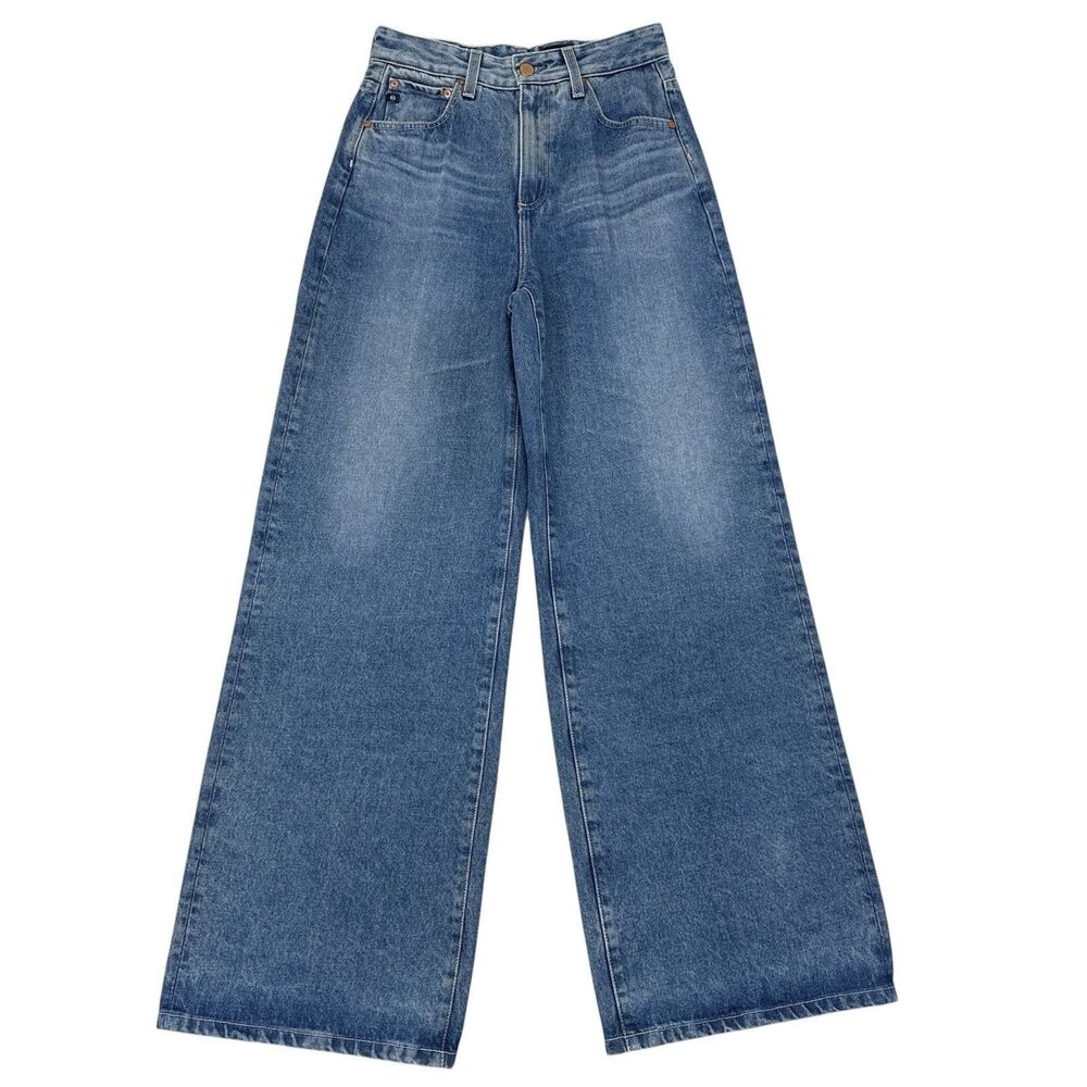 Ag Adriano Goldschmied Wide-Leg Flare Jeans in Medium Blue